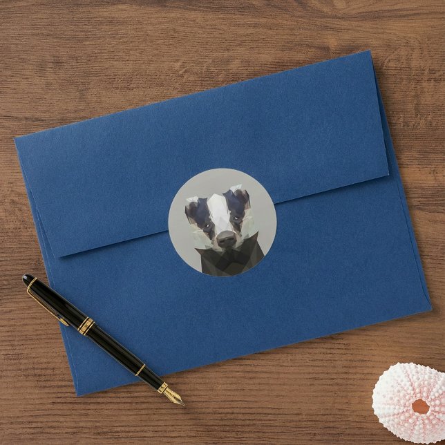 Niedliches geometrisches Abzeichen Runder Aufkleber (Cute geometric badger classic round sticker.)