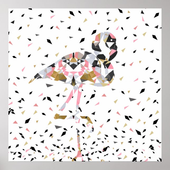 Niedliches geometrisches Flamingo abstraktes Desig Poster (Vorne)