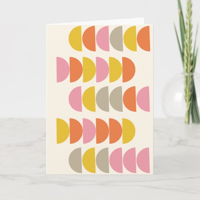 Niedliches geometrisches Muster in rosa Gelb und O Karte (Vorderseite)