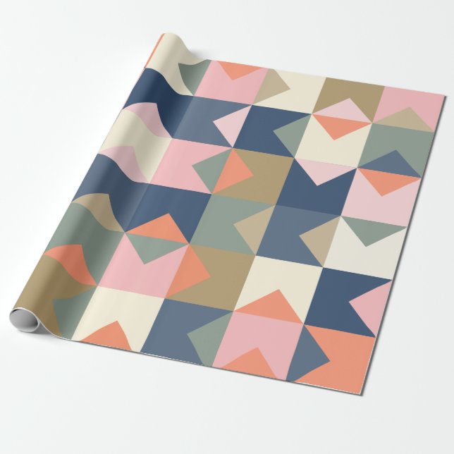 Niedliches geometrisches Muster in stilvollen Mari Geschenkpapier (Ungerollt)