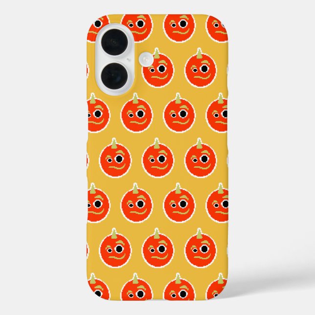 Niedliches, gepixeltes Orangenkissen iPhone 16 Hülle (Rückseite)