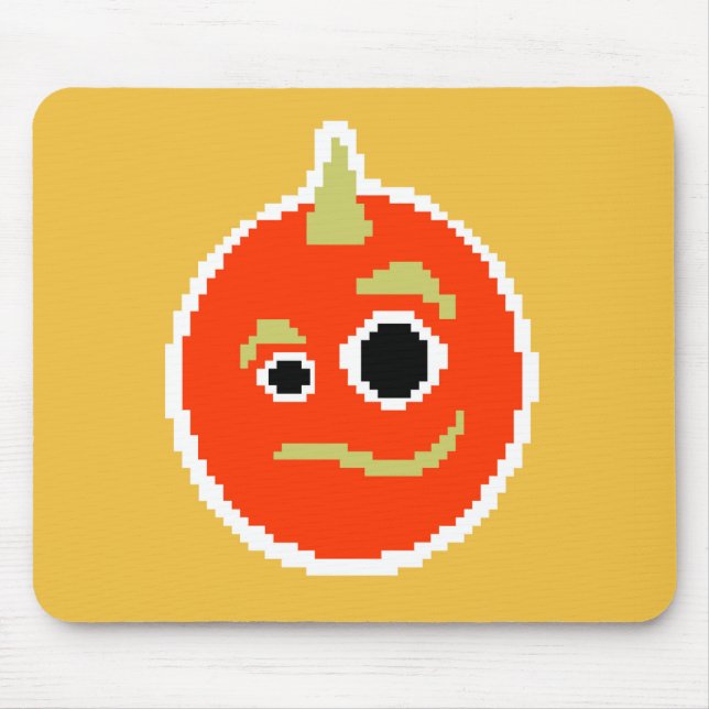 Niedliches, gepixeltes Orangenkissen Mousepad (Vorne)