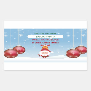 Niedliches Geschenk des Weihnachtsmanns für Kinder Rechteckiger Aufkleber