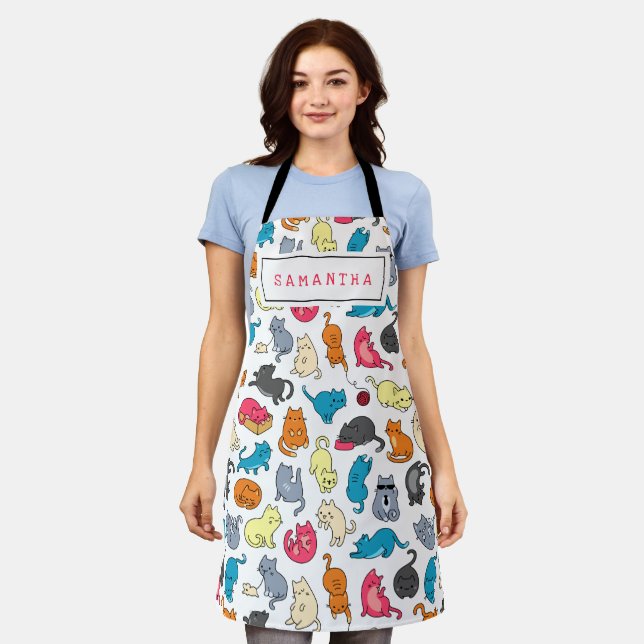 Niedliches Geschenk für Cat Lover Cat Mama Persona Schürze (Getragen)