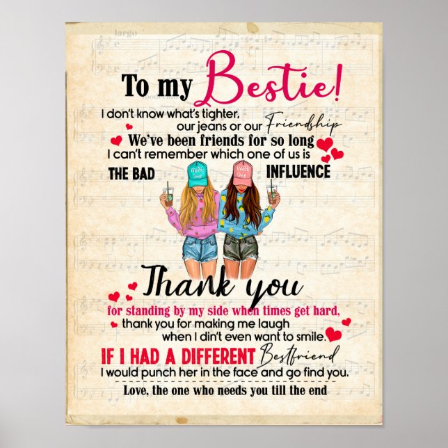 Niedliches Geschenk für den besten Freund, Abendge Poster (Vorne)