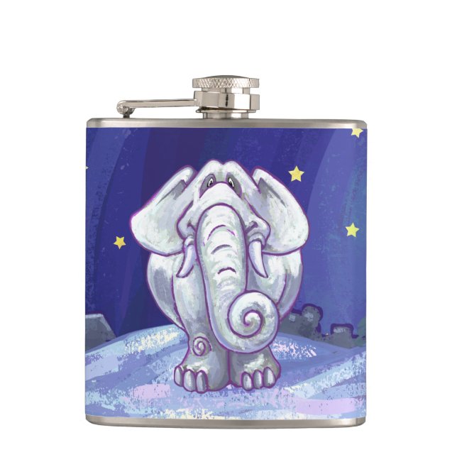 Niedliches Geschenk für weiße Elefanten Flachmann (Vorderseite)