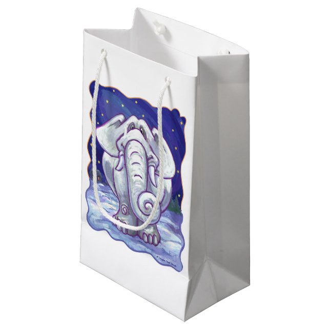 Niedliches Geschenk für weiße Elefanten Kleine Geschenktüte (Vorderseite Schrägansicht)