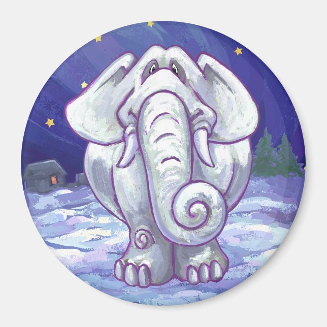 Niedliches Geschenk für weiße Elefanten Magnet (Vorne)