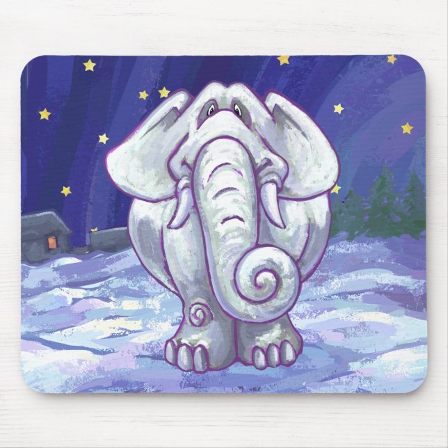 Niedliches Geschenk für weiße Elefanten Mousepad (Vorne)