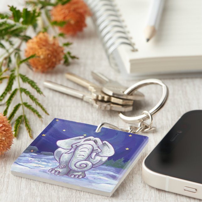 Niedliches Geschenk für weiße Elefanten Schlüsselanhänger (Vorderseite rechts)
