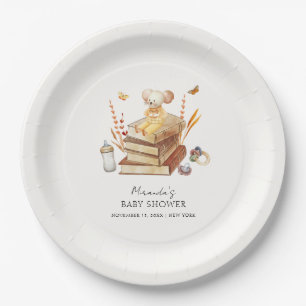 Niedliches Geschlecht Neutral Boho Book Mouse Kind Pappteller