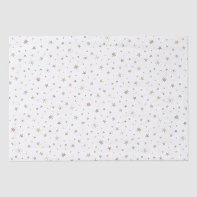 Niedliches Geschlecht Neutral White Silver Star Ba Seidenpapier (Vorderseite)