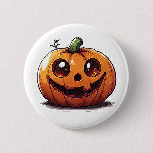 Niedliches, geschnitztes Halloween-Kürbis-Cartoon- Button