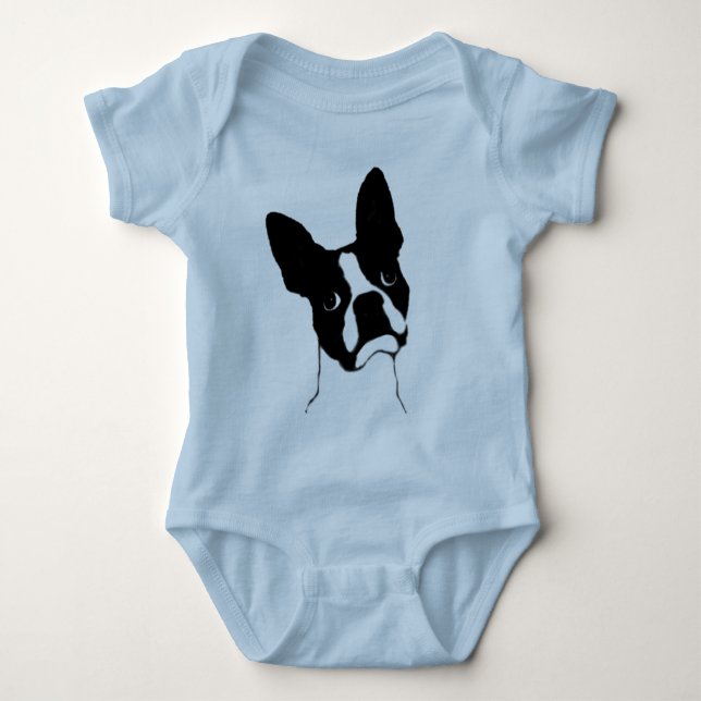 Niedliches Gesicht Boston-Terriers Baby Strampler (Vorderseite)