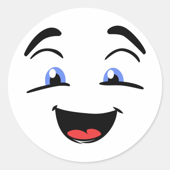 Niedliches Gesicht mit blauen Augen Runder Aufkleber (Vorderseite)