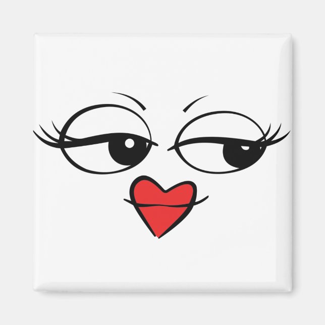 Niedliches Gesicht mit Herz-Lippen und Augenlidern Magnet (Vorne)