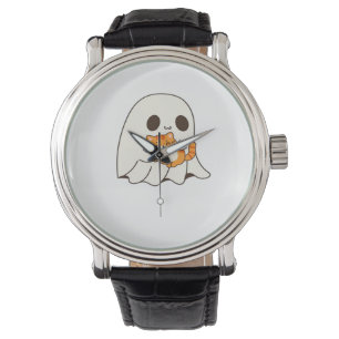 Niedliches Gespenst und Katze, Halloween Classic T Armbanduhr