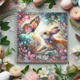 Niedliches gestanztes Glas - Bunny Floral Pink Nam Notizbuch
