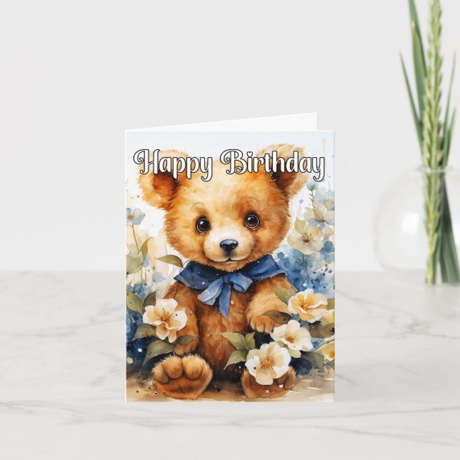 Niedliches gestopftes Tier Happy Birthday Karte (Vorderseite)