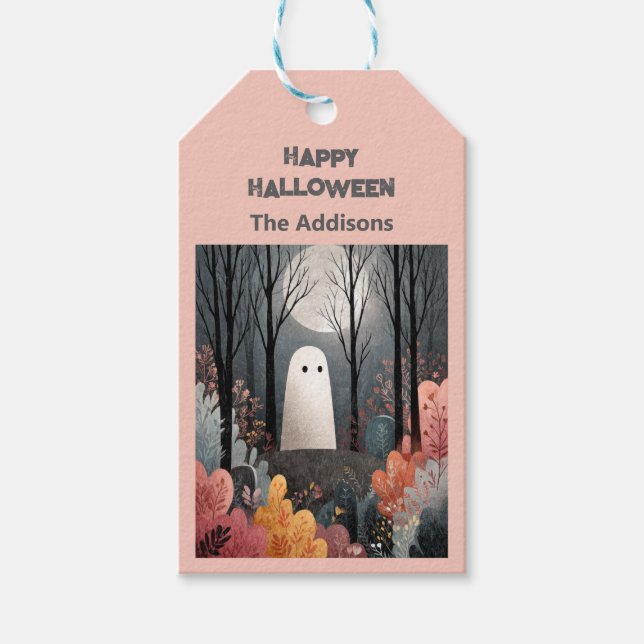 Niedliches Ghost-Aquarellbild Geschenkanhänger (Vorderseite)