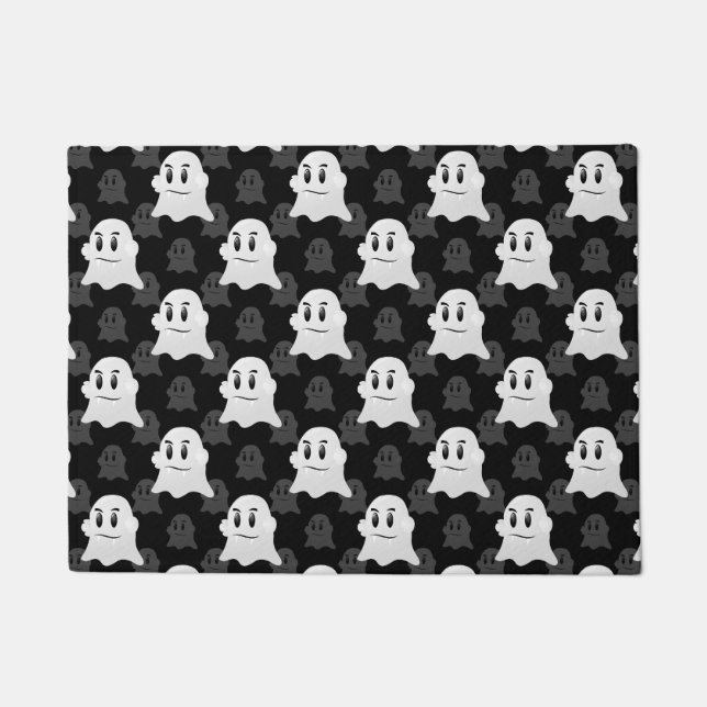 Niedliches Ghost-Block Schwarz-weißes Druckdesign- Fußmatte (Vorderseite)