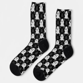 Niedliches Ghost-Block Schwarz-weißes Druckdesign- Socken