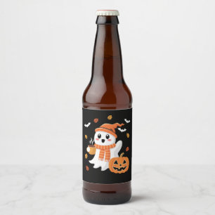 Niedliches Ghost Drink Eiskaffee Halloween Bierflaschenetikett