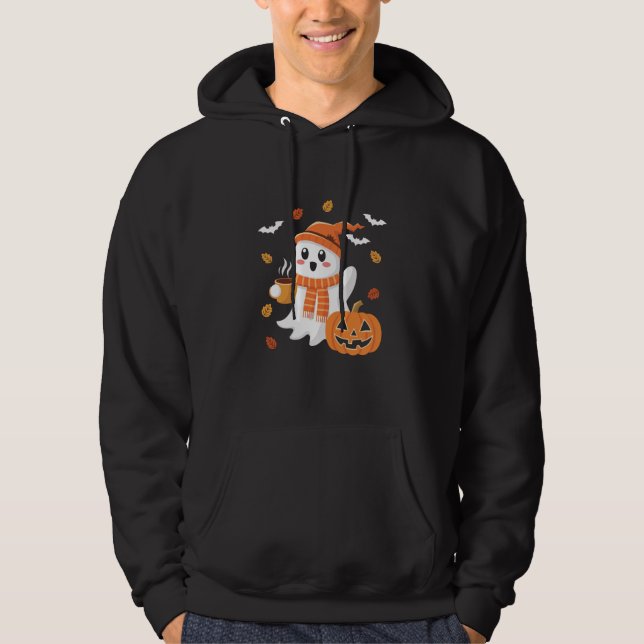 Niedliches Ghost Drink Eiskaffee Halloween Hoodie (Vorderseite)
