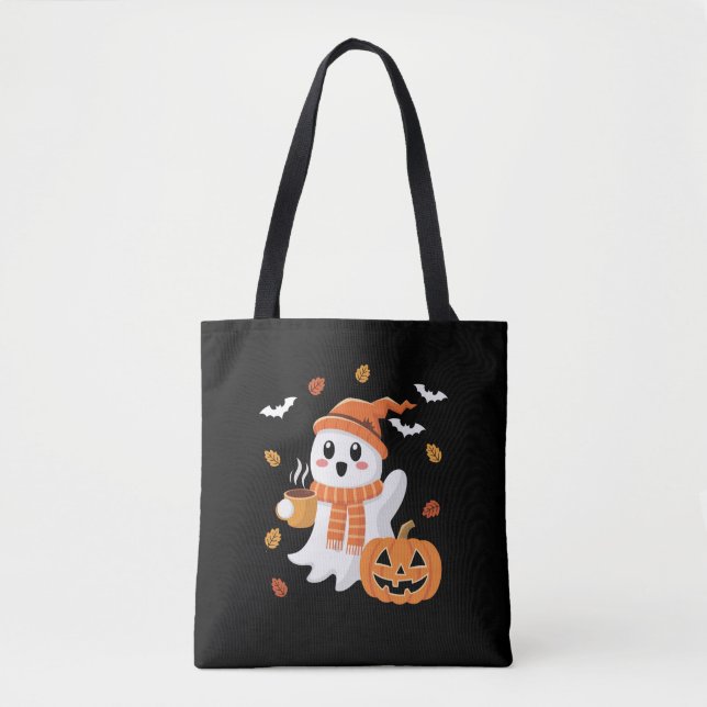 Niedliches Ghost Drink Eiskaffee Halloween Tasche (Vorderseite)