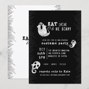 Niedliches Ghost Eat Drink Beängstigend Halloween  Einladung