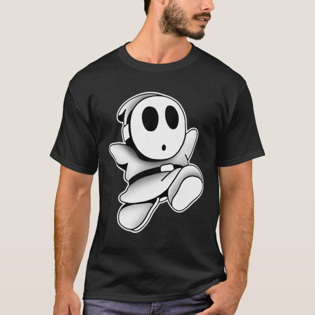 Niedliches Ghost-Gehör Maske Spooky Blackwork T-Shirt (Vorderseite)