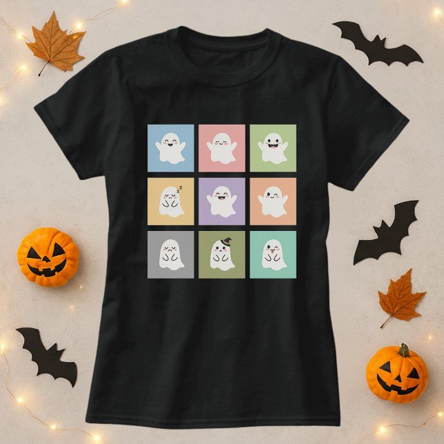 Niedliches Ghost-Grid Halloween-Shirt; Fun Ghost-S T-Shirt (Von Creator hochgeladen)