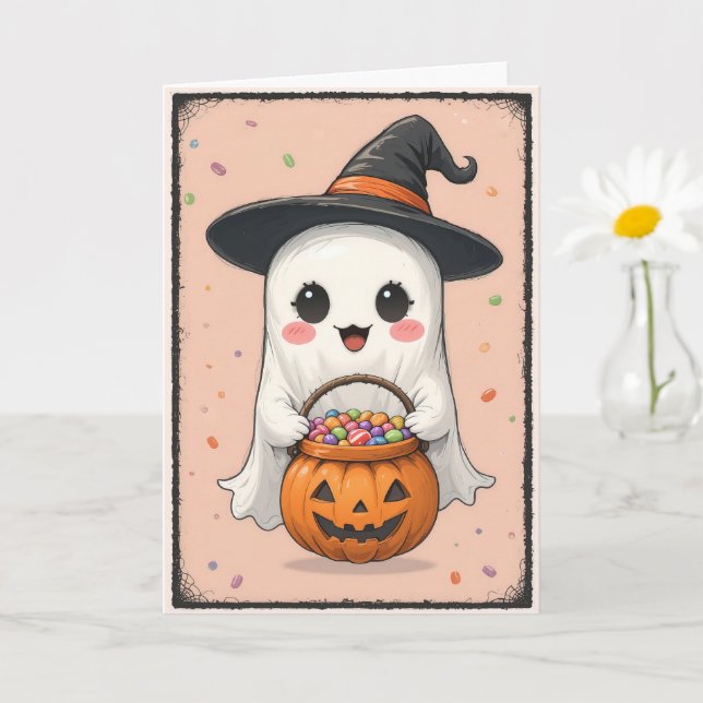 Niedliches Ghost Halloween Bootiful Adorable Karte (Kleine Pflanze)