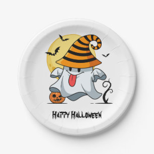 Niedliches Ghost-Halloween-Design Pappteller