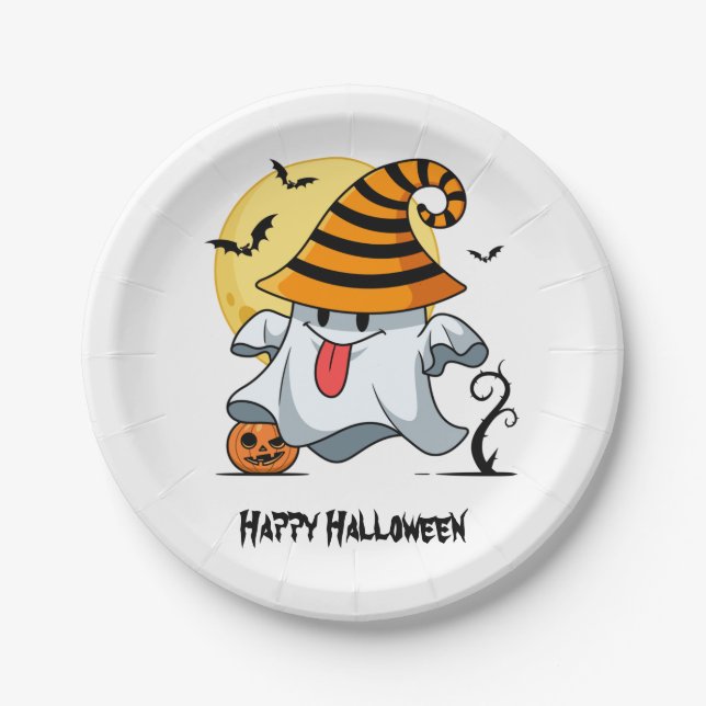 Niedliches Ghost-Halloween-Design Pappteller (Vorderseite)