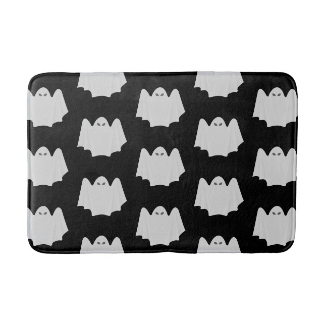 Niedliches Ghost Halloween Schwarz-Weiß-Muster Badematte (Vorderseite)