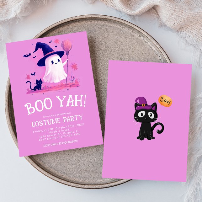 Niedliches Ghost-Hexe Kids Halloween-Kostüm-Party Einladung (Cute Ghost Witch Kids Halloween Costume Party Invitation)