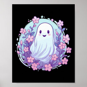 Niedliches Ghost mit Blume Ich kids Ghost Poster