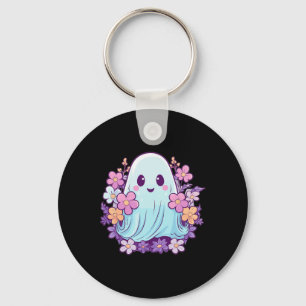 Niedliches Ghost mit Blume Ich kids Ghost Schlüsselanhänger