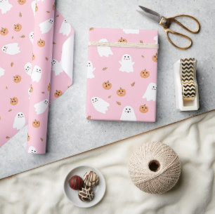 Niedliches Ghost-Pink-Pink-Halloween-Muster Geschenkpapier