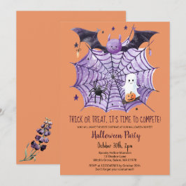 Niedliches Ghost Pumpkin Bat Spider Web-Halloween- Einladung