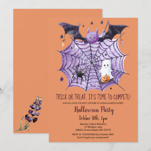 Niedliches Ghost Pumpkin Bat Spider Web-Halloween- Einladung