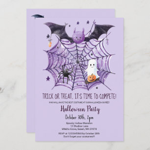 Niedliches Ghost Pumpkin Bat Spider Web-Halloween- Einladung
