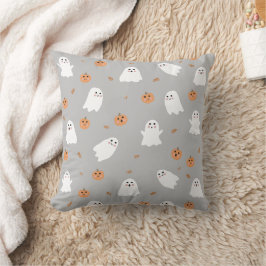 Niedliches Ghost & Pumpkin Graues Halloween-Muster Kissen