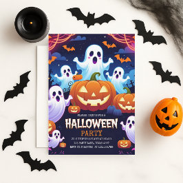 Niedliches Ghost & Pumpkin Halloween Kids-Party Feiertagskarte