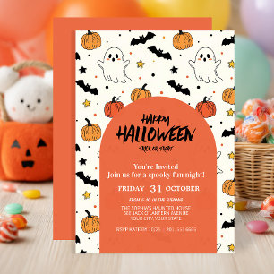 Niedliches Ghost & Pumpkin-Halloween-Party Einladung