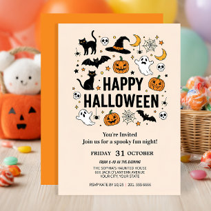 Niedliches Ghost & Pumpkin-Halloween-Party Einladung