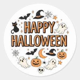 Niedliches Ghost & Pumpkin-Halloween-Party Runder Aufkleber