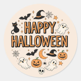 Niedliches Ghost & Pumpkin-Halloween-Party Runder Aufkleber