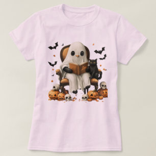 Niedliches Ghost-Reading mit Cat T-Shirt